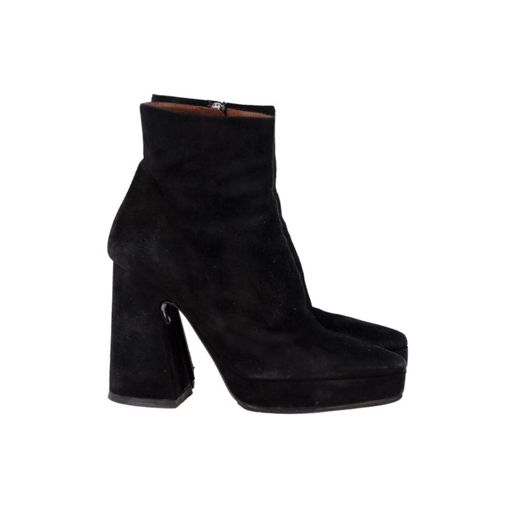 Proenza Schouler Block Heel Platform Boots in Black Suede